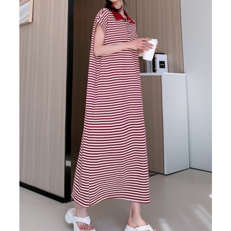 ボーダー柄ボタンダウン袖なしワンピース | Ulysses | 詳細画像8 