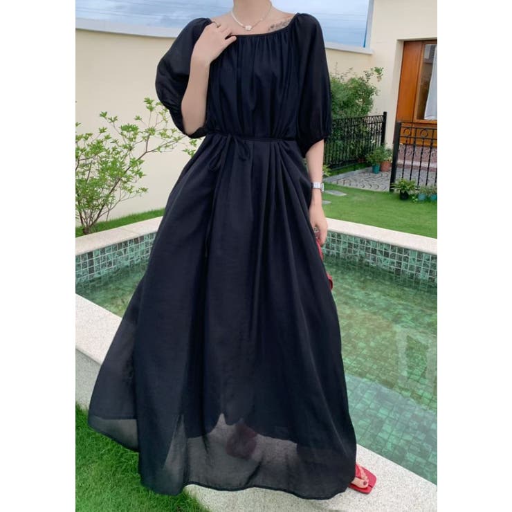 リボンクルーネックリラックスロングワンピース | Ulysses | 詳細画像2 