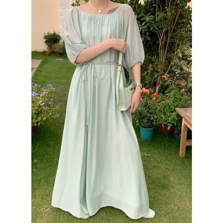 リボンクルーネックリラックスロングワンピース | Ulysses | 詳細画像3 