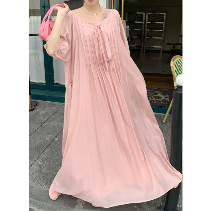 リボンクルーネックリラックスロングワンピース | Ulysses | 詳細画像4 