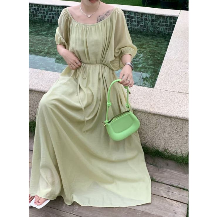 リボンクルーネックリラックスロングワンピース | Ulysses | 詳細画像6 