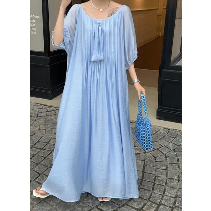 リボンクルーネックリラックスロングワンピース | Ulysses | 詳細画像7 