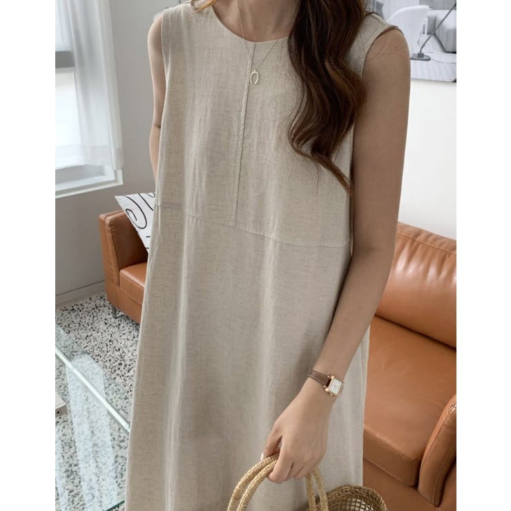 シンプルクルーネック袖なしワンピース | Ulysses | 詳細画像4 