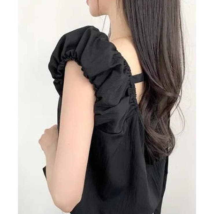 ブラウス シャツ バックリボンスクエアネックライントップス レディース Loueme ブラウス シャツ バックリボンスクエアネックブラウス