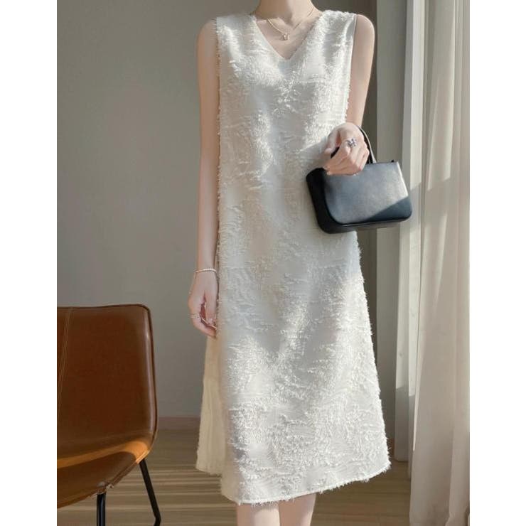 ホワイト | Vネック袖なしワンピース | Ulysses