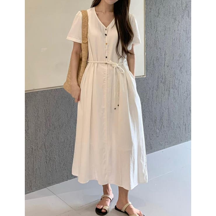 ベルト付きVネックワンピース | Ulysses | 詳細画像1 