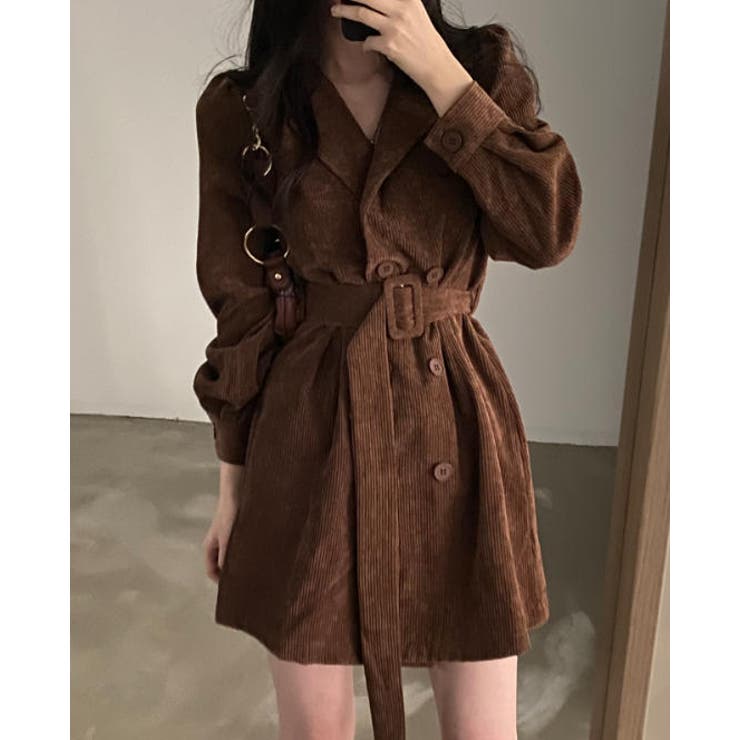 ダークブラウン | ベルト付きダブルブレストコート | Ulysses