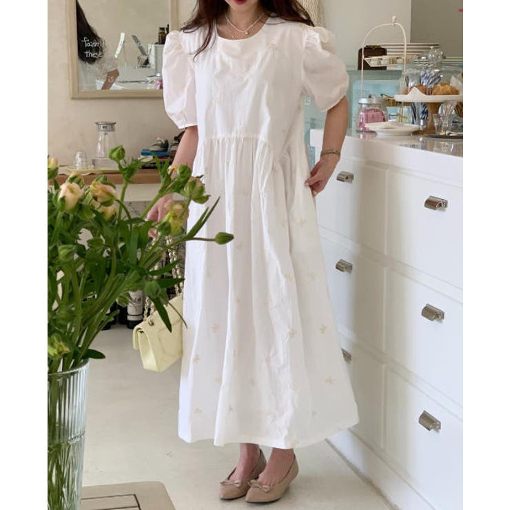 ホワイト | シンプル花柄ワンピース | Ulysses