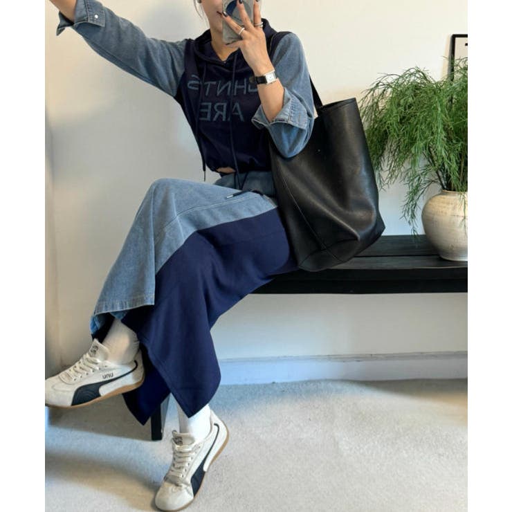 デニム切り替え刺繍セットアップスカート | Ulysses | 詳細画像1 