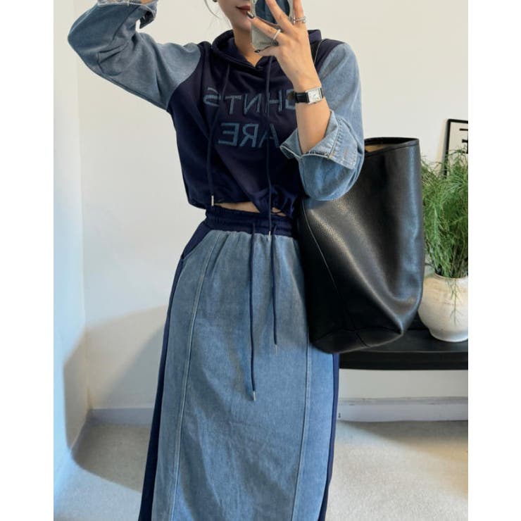 デニム切り替え刺繍セットアップスカート | Ulysses | 詳細画像2 