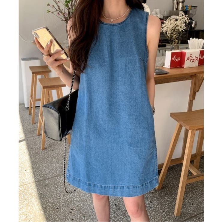 ブルー | 袖なしデニムワンピース | Ulysses