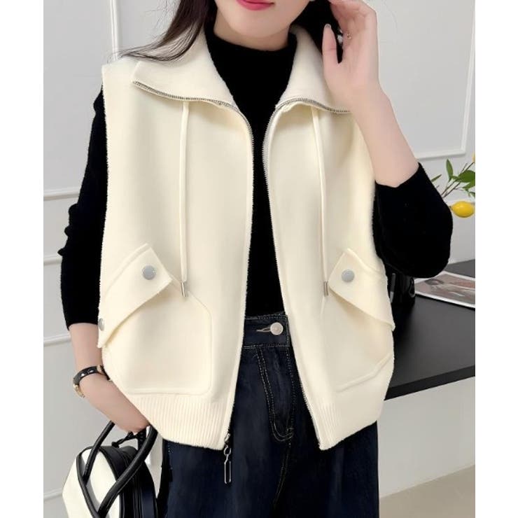 ベージュ | 襟付きセーターファーベスト | Ulysses