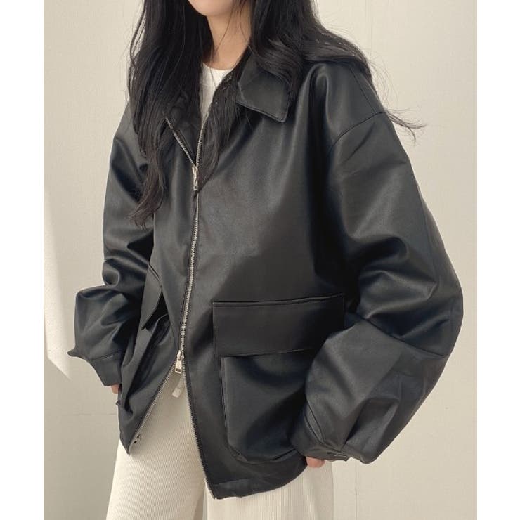 ブラック | ドローストリングダブルジップPUレザージャケット | Ulysses