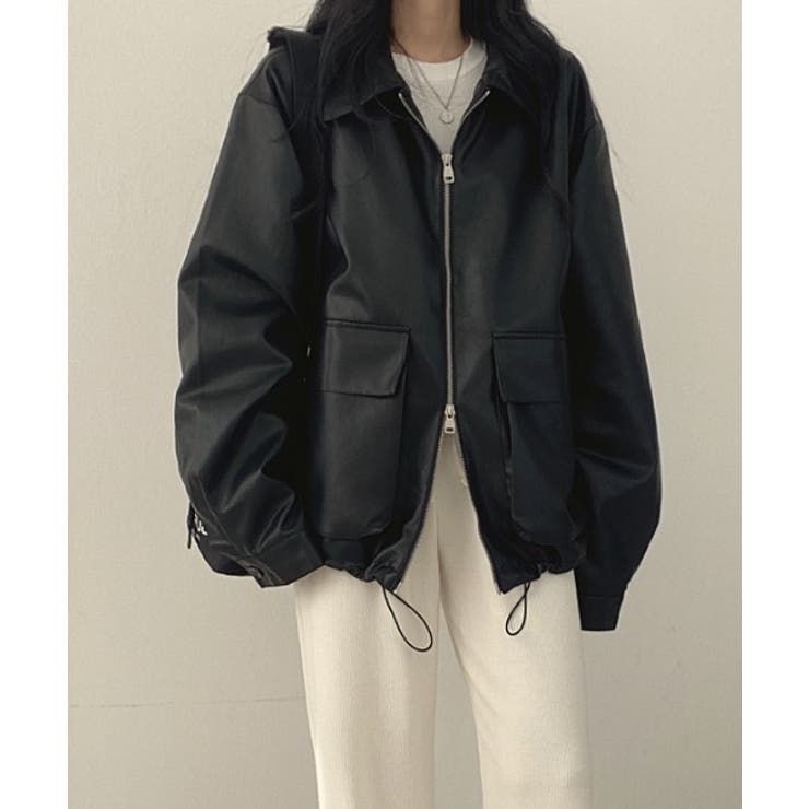 ドローストリングダブルジップPUレザージャケット | Ulysses | 詳細画像5 