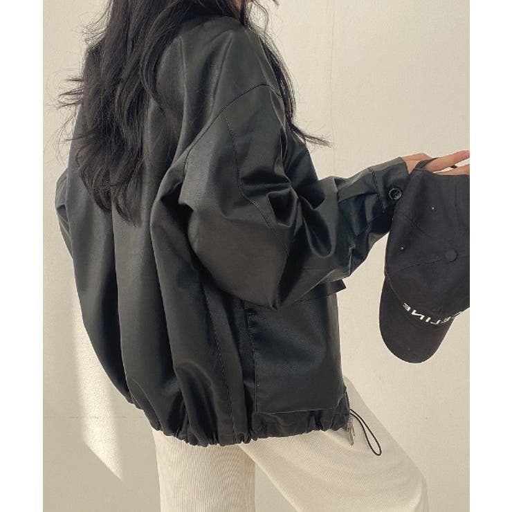 ドローストリングダブルジップPUレザージャケット | Ulysses | 詳細画像6 