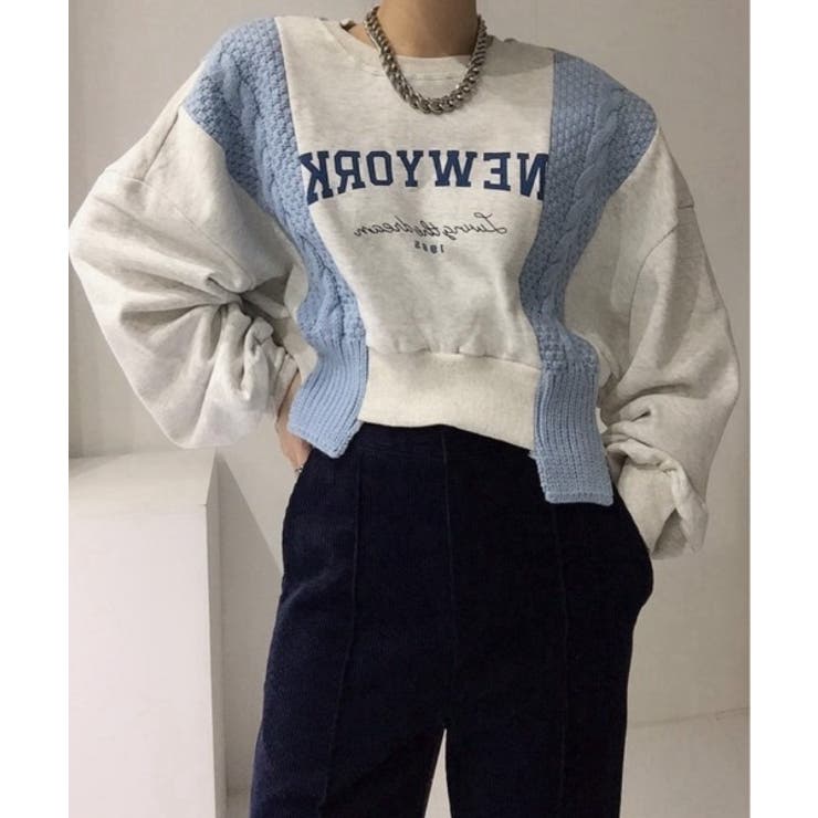 ニット切り替えプリントトレーナー | Ulysses | 詳細画像1 