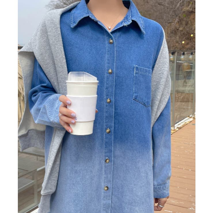 配色9枚ボタンでデニムワンピース | Ulysses | 詳細画像1 