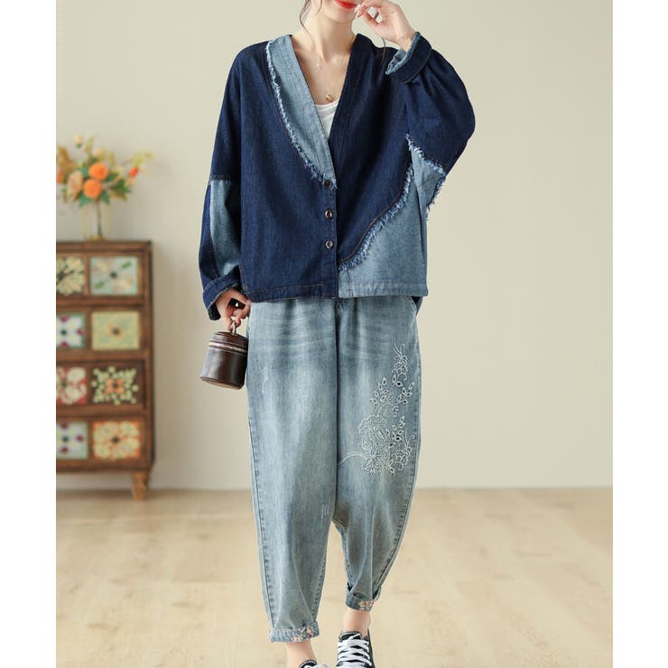 ブルー | デニム切り替えジャケット | Ulysses