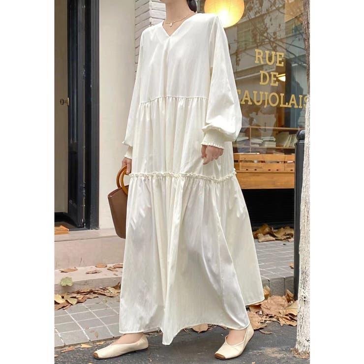 ホワイト | ベルト付きVネックワンピース | Ulysses