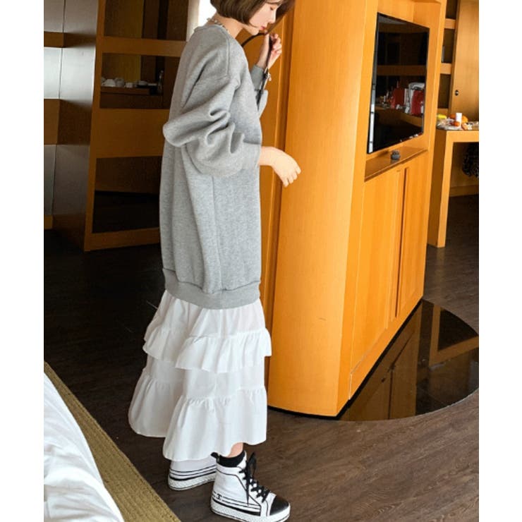 トレーナー切り替えフリルワンピース | Ulysses | 詳細画像1 