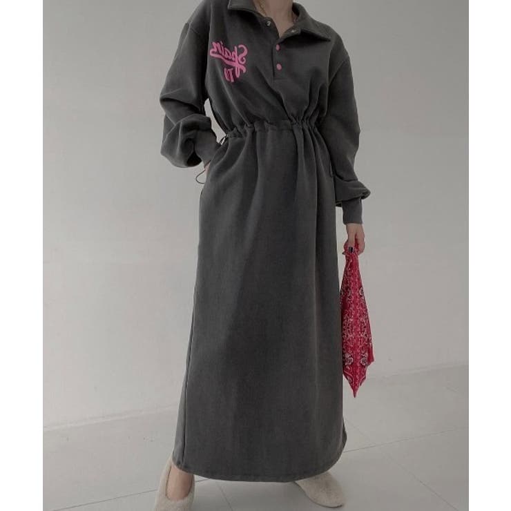 グレー | プリントボタンダウンワンピース | Ulysses