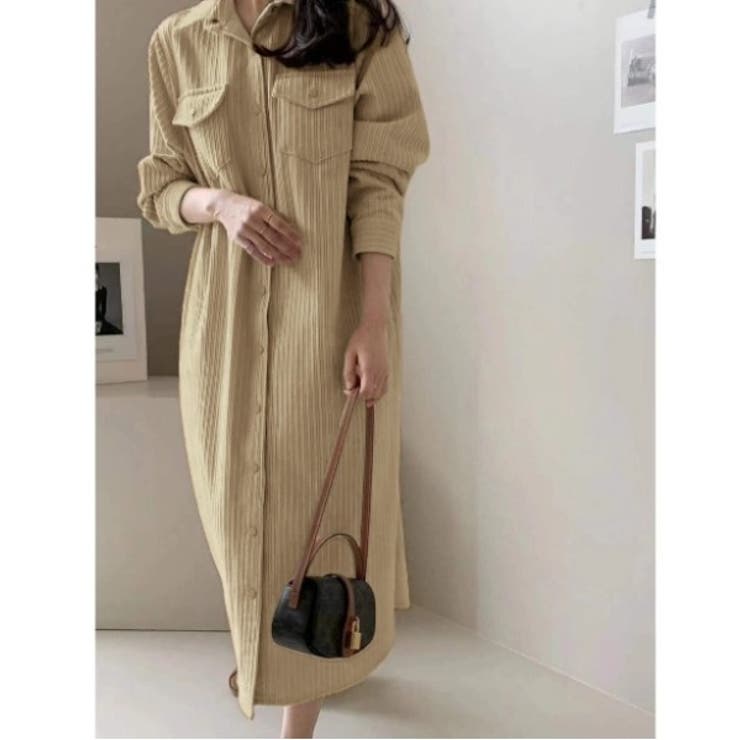 ベージュ | シングルブレスト長袖ワンピース | Ulysses