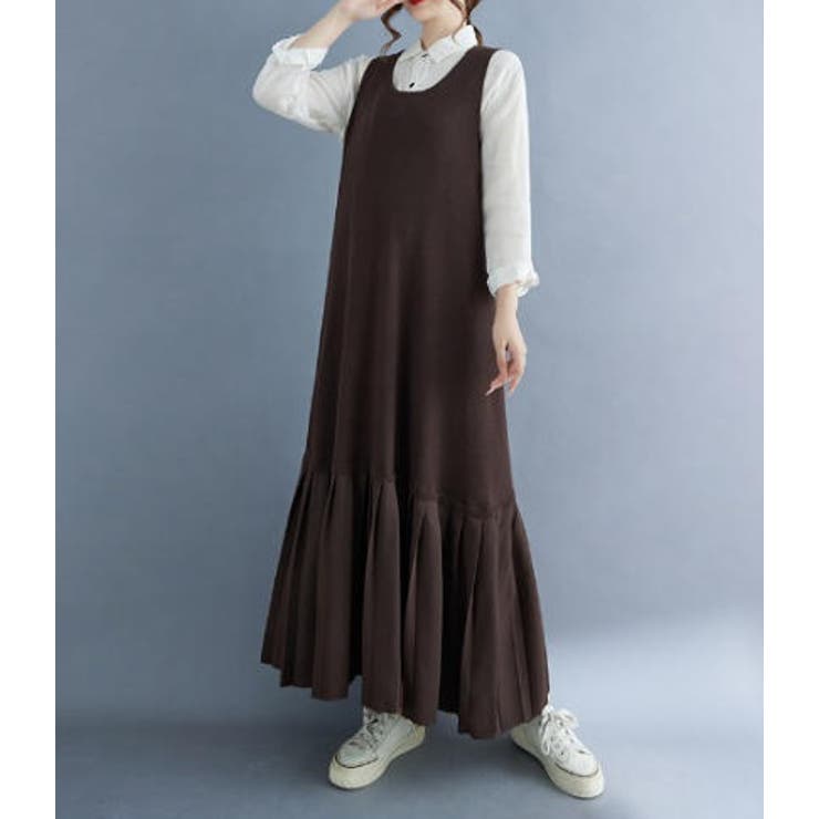 ブラウン | ニット切り替え袖なしワンピース | Ulysses