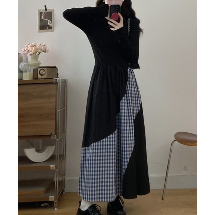 切り替えクルーネック長袖ワンピース | Ulysses | 詳細画像2 