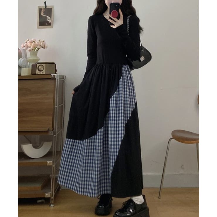 切り替えクルーネック長袖ワンピース | Ulysses | 詳細画像3 