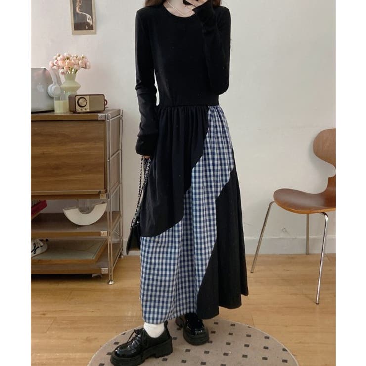 切り替えクルーネック長袖ワンピース | Ulysses | 詳細画像4 