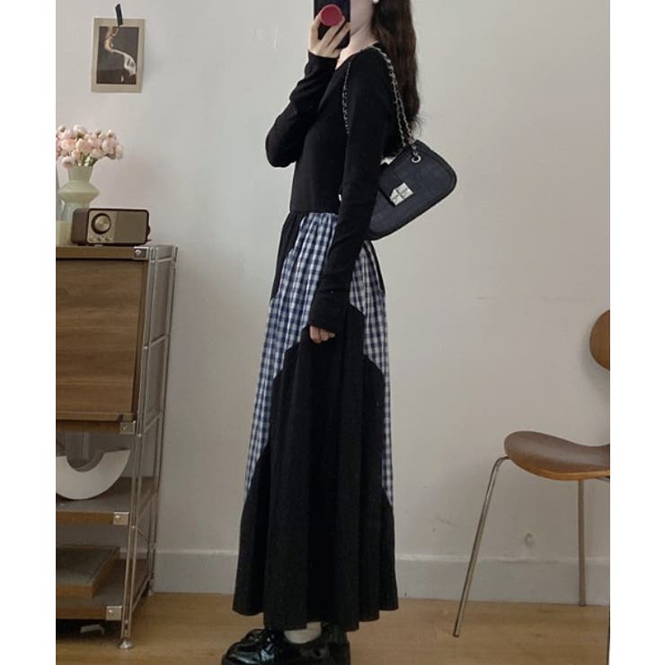 切り替えクルーネック長袖ワンピース | Ulysses | 詳細画像8 