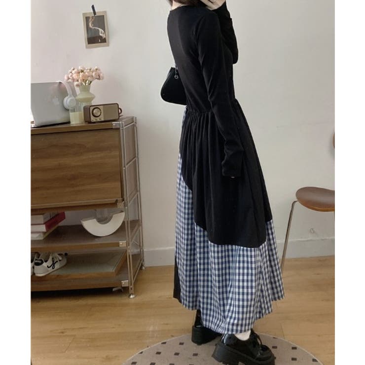 切り替えクルーネック長袖ワンピース | Ulysses | 詳細画像9 