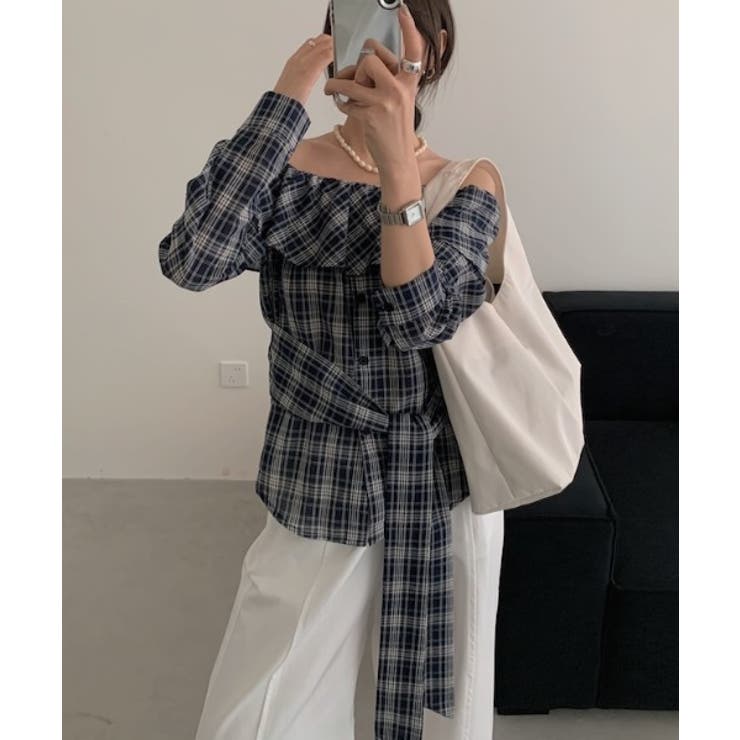 ボートネックチェック柄トップス | Ulysses | 詳細画像5 