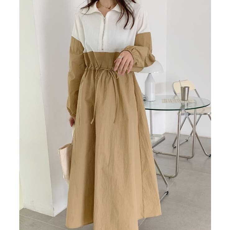 モカ | Poloネック配色ワンピース | Ulysses