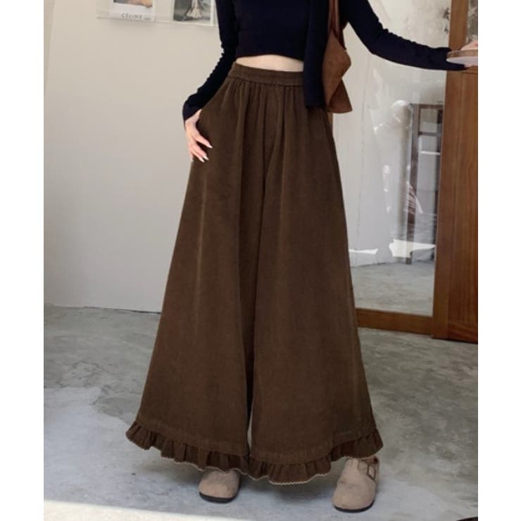ブラウン | フリルコーデュロイパンツ | Ulysses