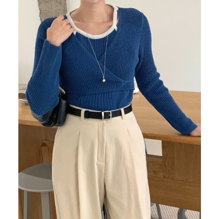 ブルー | フェイクレイヤードニットセーター | Ulysses