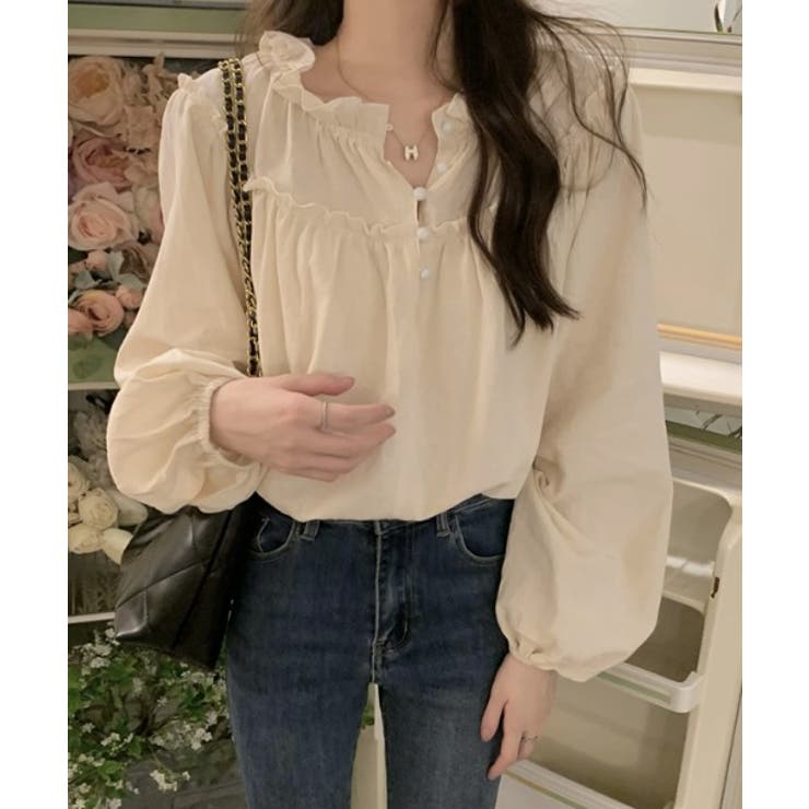 ベージュ | ボタンで長袖トップス | Ulysses