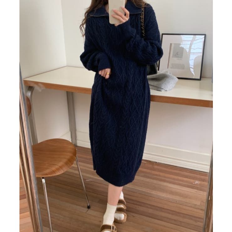 ネイビー | ニットセーターワンピース | Ulysses
