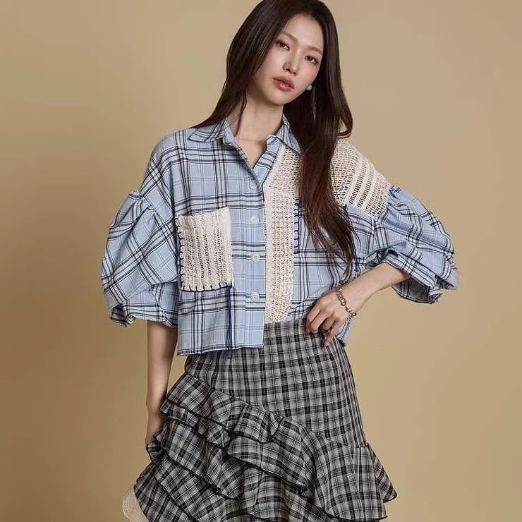 ブルー | ドッキングチェック柄シャツ | Ulysses