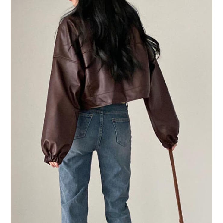 ボタンダウン長袖PUレザージャケット | Ulysses | 詳細画像5 