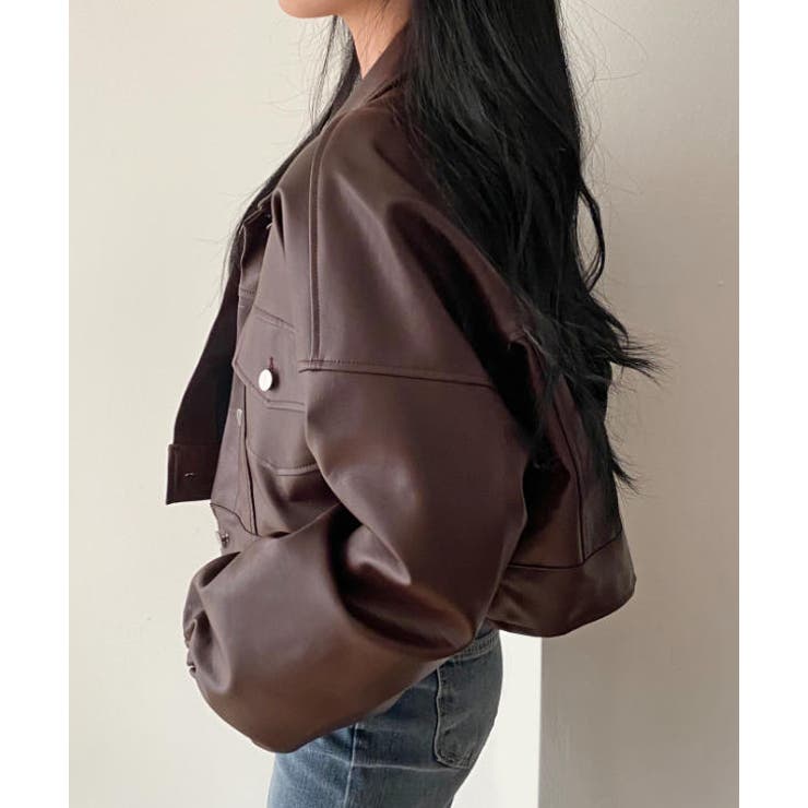 ボタンダウン長袖PUレザージャケット | Ulysses | 詳細画像6 