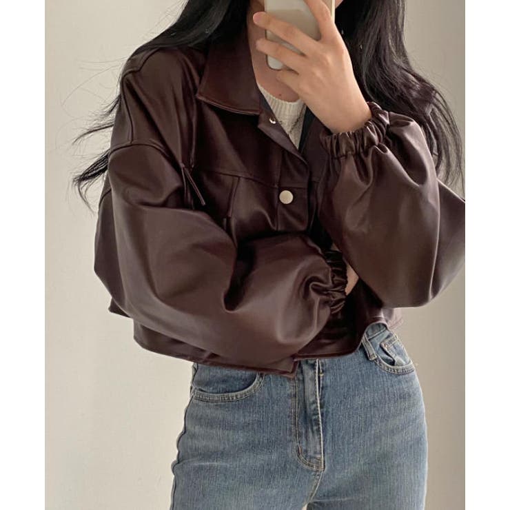 ボタンダウン長袖PUレザージャケット | Ulysses | 詳細画像7 