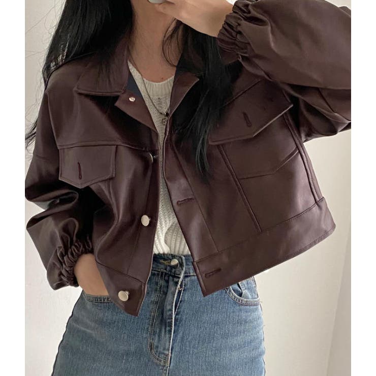 ボルドー | ボタンダウン長袖PUレザージャケット | Ulysses