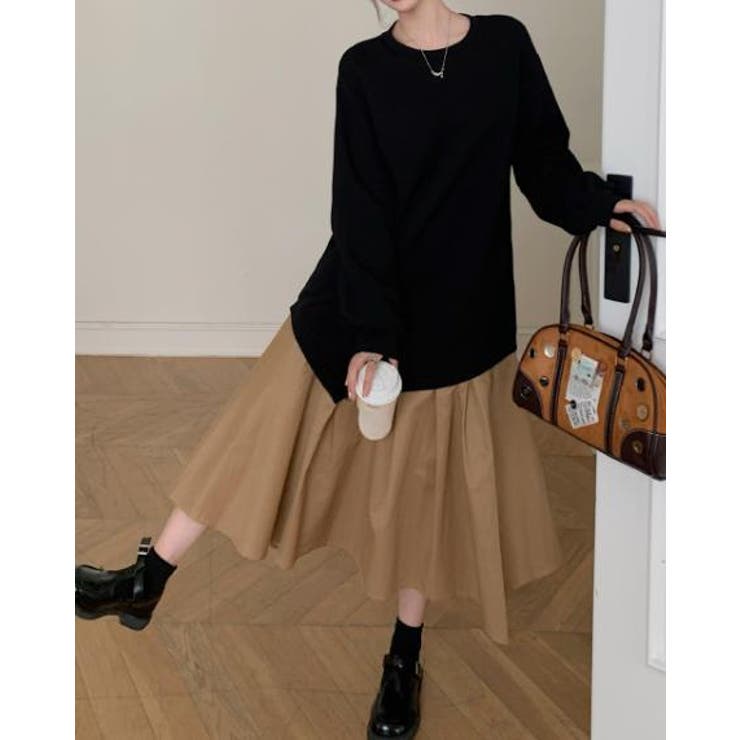 切り替えクルーネック長袖ワンピース | Ulysses | 詳細画像3 