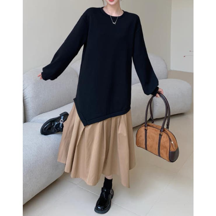 切り替えクルーネック長袖ワンピース | Ulysses | 詳細画像4 