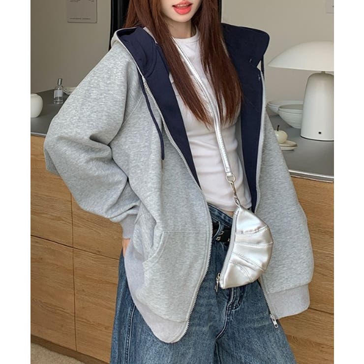 ライトグレー | ポケットフード付きジップス切り替えジャケット | Ulysses