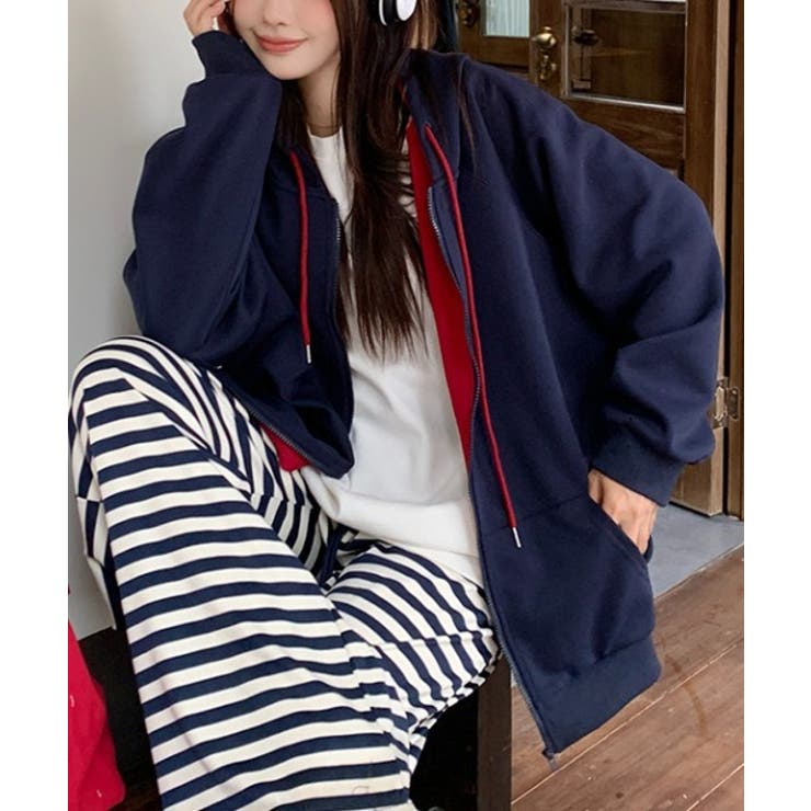 ネイビー | ポケットフード付きジップス切り替えジャケット | Ulysses