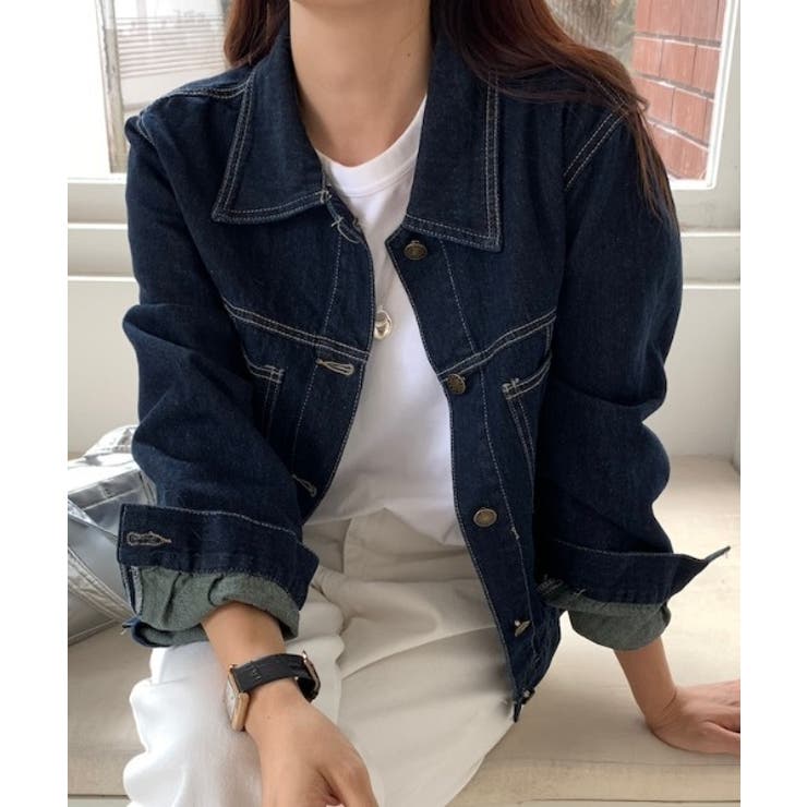 ダークブルー | ポケットボタンダウンボタンでデニムジャケット | Ulysses