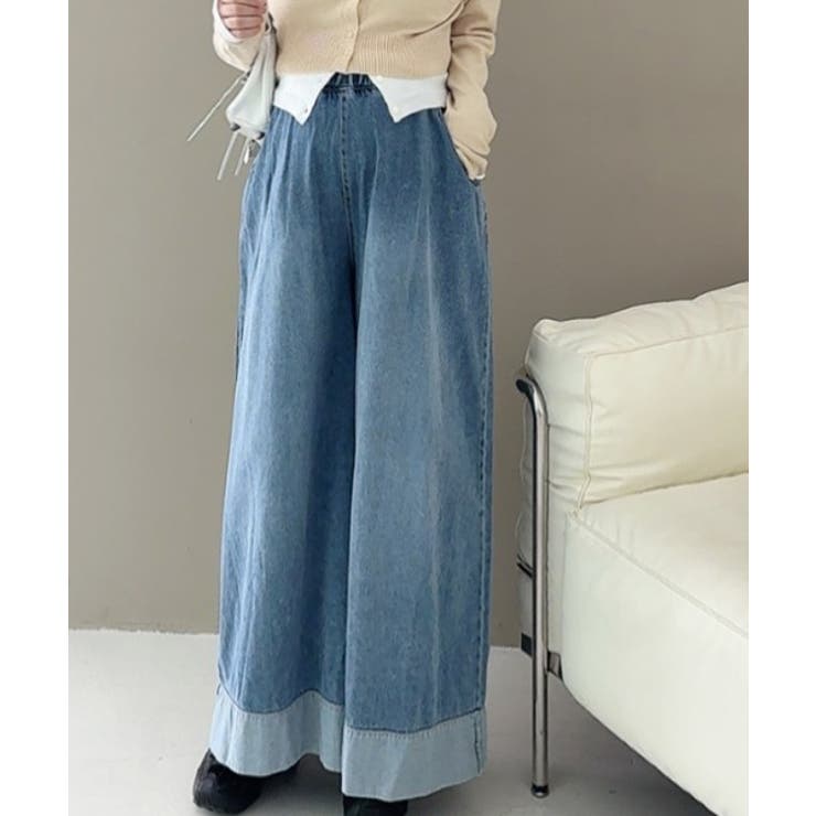 ブルー | 切り替えデニムワイドパンツ | Ulysses