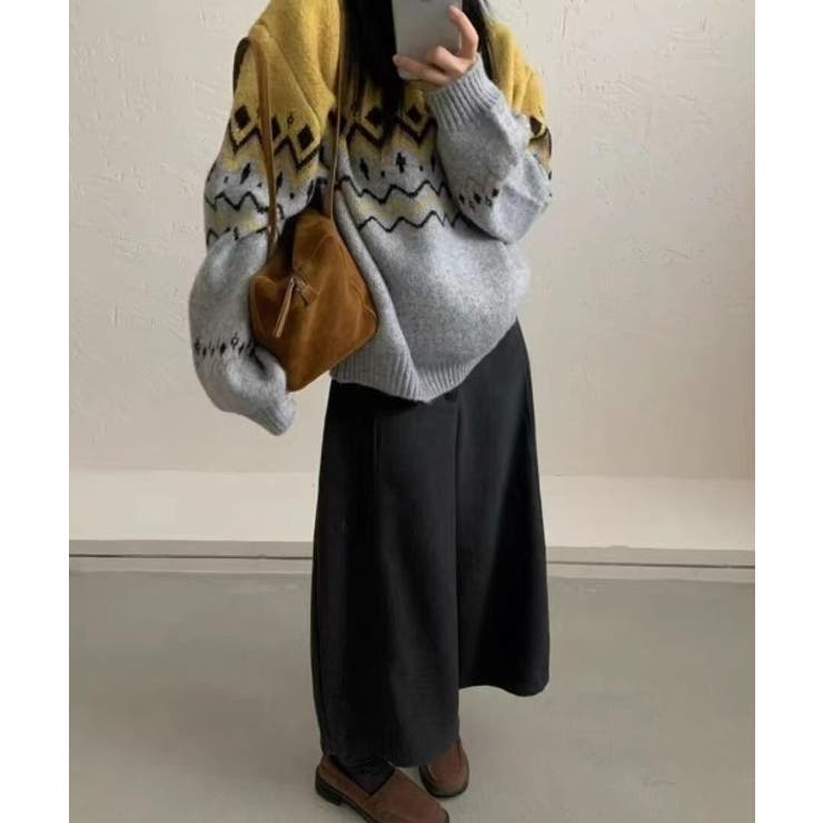 クルーネックジャカード長袖セーター | Ulysses | 詳細画像3 